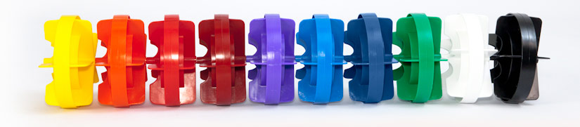 Rainbow color racing lane discs for swimming pools